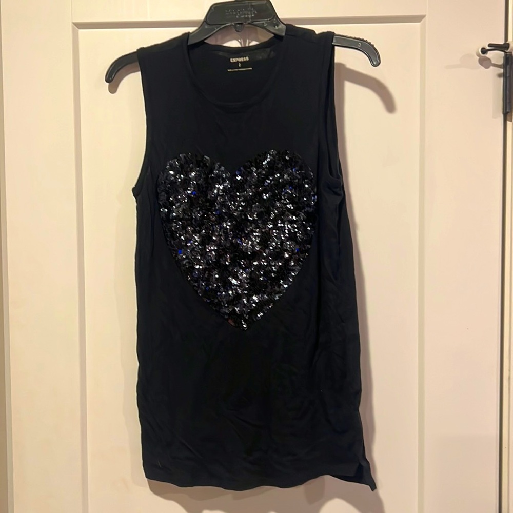 Express sequin heart tank
